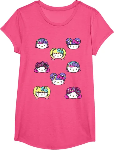 Vista 19 de hello kitty Kawaii Multi peinado Tee, Azul (Heather blue)