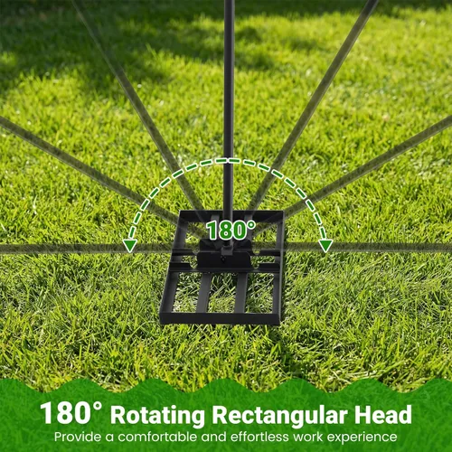 Vista 7 de Goplus Rastrillo nivelador de césped, herramienta de césped de 30 x 10 pulgadas con mango ergonómico para suelo, rastrillo de paisaje que ahorra