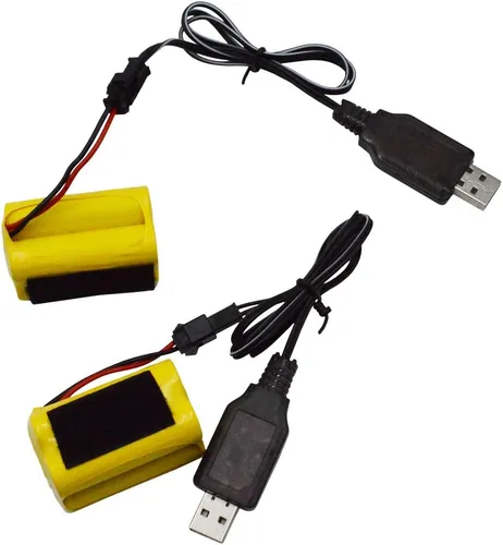 Vista 6 de Blomiky Paquete de 2 baterías F3 4.8V 700mAh AA Nicd tipo cuadrado SM-2P enchufe y cable USB para HY800 F1 F3 RC barco y RC Bus RC Autobús escolar
