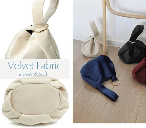Vista 5 de Bolso de mano pequeño de terciopelo con asa superior para mujer