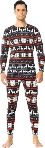 Vista 6 de ViCherub Ropa interior térmica para hombres con forro polar Long Johns conjunto térmico largo capa base para clima frío parte superior e inferior