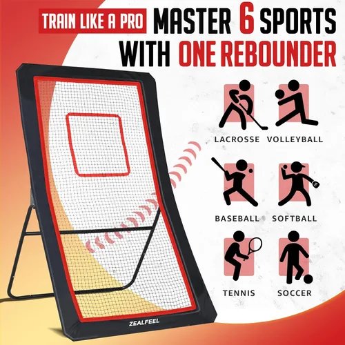 Vista 2 de ZEALFEEL Lacrosse Rebounder, 4x7FT/4x6FT Volleyball Rebounder for Backyard with 5 Rebound Angles, Target Strip, Lacrosse Rebound Net Perfect for Lax