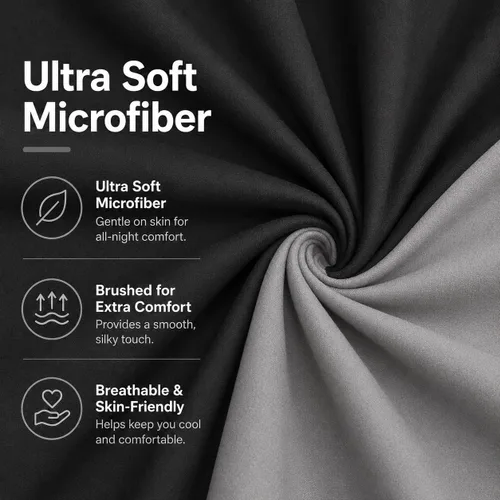Vista 4 de EVOLIVE - Edredón reversible de microfibra, tamaño matrimonial/queen (negro/gris) Soft brushed microfiber with down-alternative fill offers