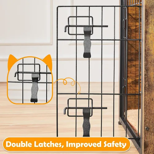 Vista 4 de Topeakmart Furniture Style - Jaula para perros, mesa auxiliar, jaula resistente para perros con paspartú, doble puerta, para perros