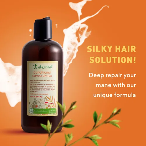 Vista 3 de Just Nutritive Extreme Dry Hair Conditioner Cuidado natural para todo tipo de cabello Limpiador restaurador para cabello extremadamente seco