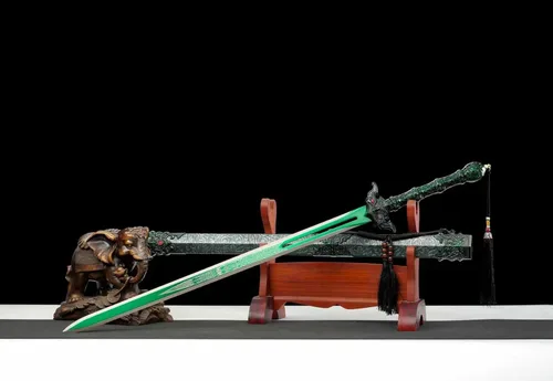 Vista 4 de Espada china Han Jian alto manganeso acero afilado hoja bestia protector de Verde