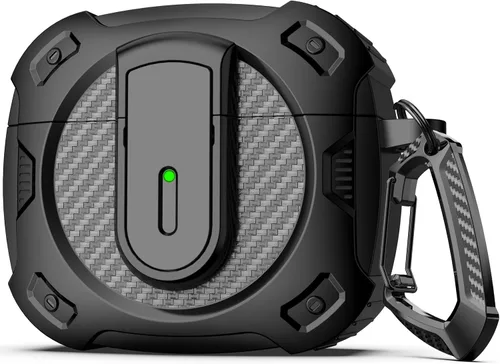 Vista 10 de RFUNGUANGO Funda para AirPod de 2ª generación con kit de limpieza, armadura protectora de carcasa dura militar con bloqueo para funda de carga