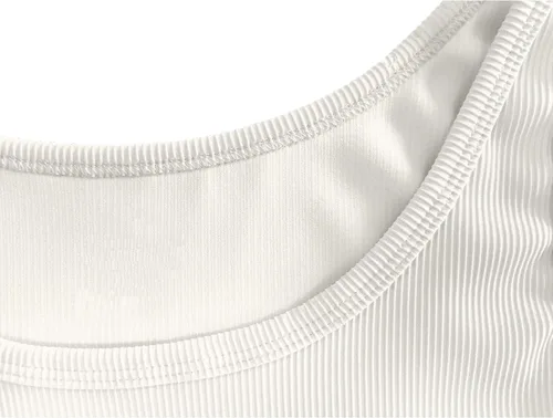 Vista 3 de tagunop Camiseta sin mangas para mujer, cuello redondo, básica, informal, acanalada, ajustada