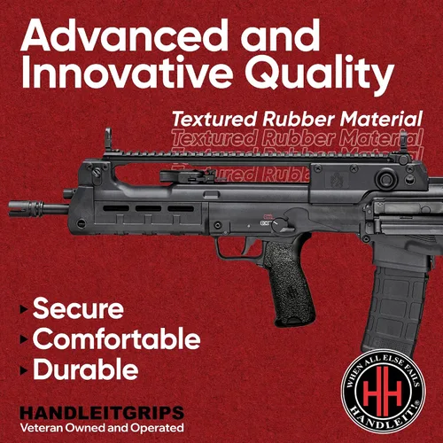 Vista 2 de Handleitgrips Cinta de agarre para pistola compatible con Springfield Armory Hellion, cinta de agarre de pistola de goma texturizada negra, fácil