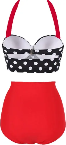 Vista 3 de Traje de baño vintage con aros y cintura alta para mujer, bikini