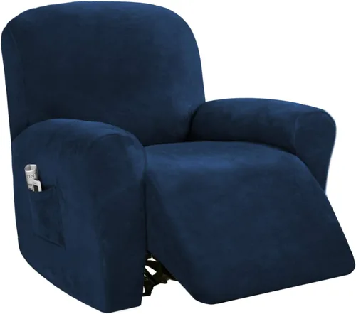 Vista 9 de PrinceDeco Funda para silla reclinable, fundas elásticas de terciopelo para sofá reclinable, estilo de 4 piezas, fundas para sillas reclinables