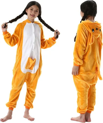 Vista 3 de SimZoo Kids Animal Pajamas, Boy Girls Kangaroo Cosplay Costume Sleepwear, One-Piece Unisex Homewear 3-11Y