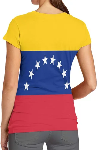 Vista 2 de Camiseta de manga corta con diseño de bandera de Venezuela para mujer