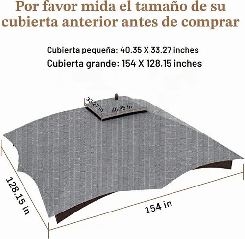 Vista 4 de SCOCANOPY Parte superior de repuesto para el cenador Lowe's modelo #GF-12S004B-1 / GF-12S004BTO (gris Ripstop)