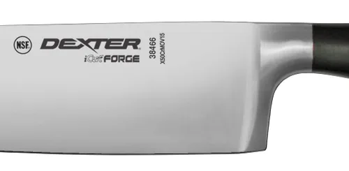 Vista 2 de Dexter-Russell 38466 iCut-FORGE® Cuchillo de chef forjado de 10 pulgadas, hoja de acero inoxidable, mango POM negro, corte profundo para mayor