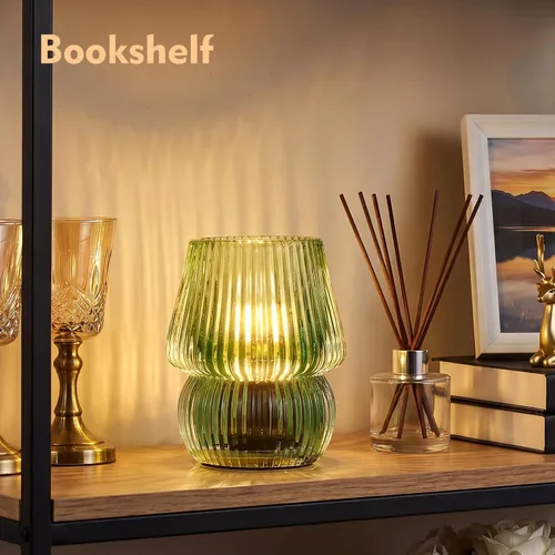 Vista 8 de Pequeña Lámpara de Mesa Operada con Pilas con Temporizador, Pequeña Lámpara de Mesa de Vidrio Inalámbrica para Decoración del Hogar, Cocina, Baño