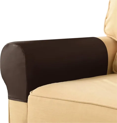 Vista 11 de 2 fundas para reposabrazos de sofá de piel sintética y elastano, elásticas, antideslizantes, protectores para sillones con clavos de giro libre
