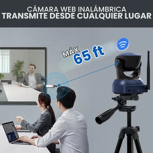 Vista 4 de Gsou Cámara web inalámbrica, videollamadas HD 1080P y cámara de transmisión, Plug and Play, cámara de computadora de campo de ángulo ajustable