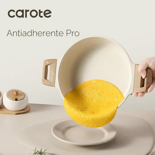 Vista 3 de CAROTE Olla antiadherente con tapa, olla de sopa poco profunda de 4 cuartos