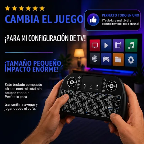 Vista 6 de Mini teclado Bluetooth + 2.4GHz RF 7 colores retroiluminado