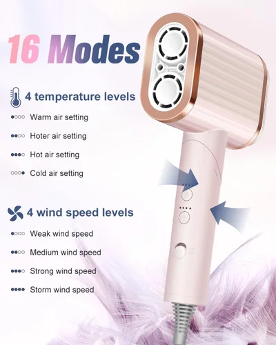 Vista 8 de Secador de pelo iónico profesional de alta velocidad – 260,000 rpm, motor de alta velocidad dual sin escobillas, secador de pelo para secado rápido