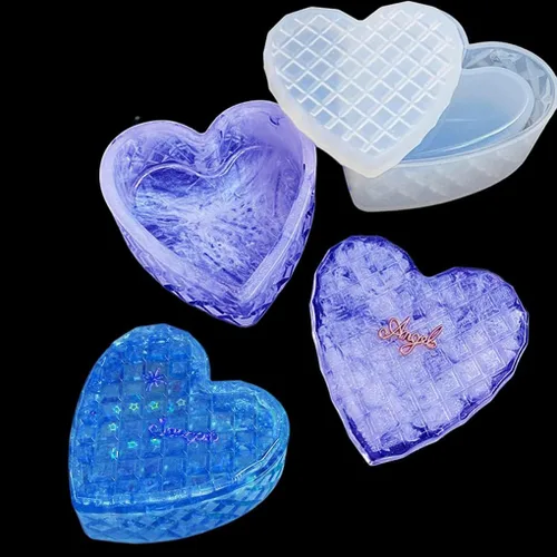 Vista 6 de Moldes de resina para caja de corazón, moldes de caja de silicona, moldes de caja de joyería con tapa, molde de caja de almacenamiento, moldes