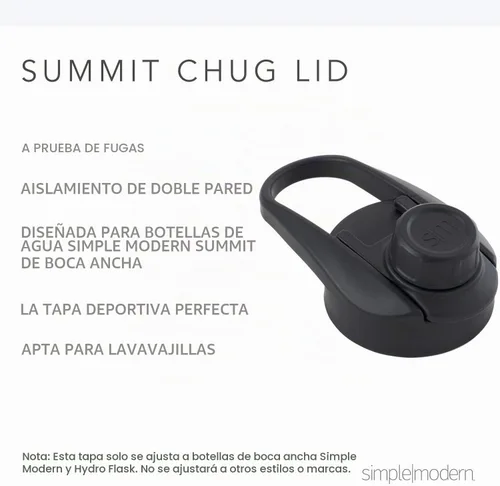 Vista 3 de Simple Modern botella de agua con tapa para beber con pajilla, termo metálico de acero inoxidable con aislamiento al vacío, colección Summit Negro