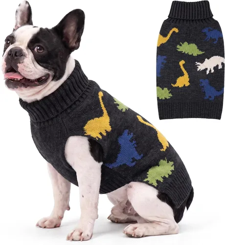 Vista 17 de KYEESE - Suéter de Navidad para perros con diseño de renos para perros pequeños, ropa a cuadros de búfalo rojo con agujero para la correa para días