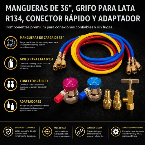 Vista 5 de Aire bomba de aspiradora Xtremepowerus HVAC – A/C refrigeración kit colector ac gauge set