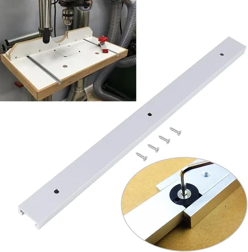 Vista 4 de Pistas en T de 15.748 in, pista de ranura en T de carpintería de aleación de aluminio con tornillos autorroscantes Carril de canal para carpintería