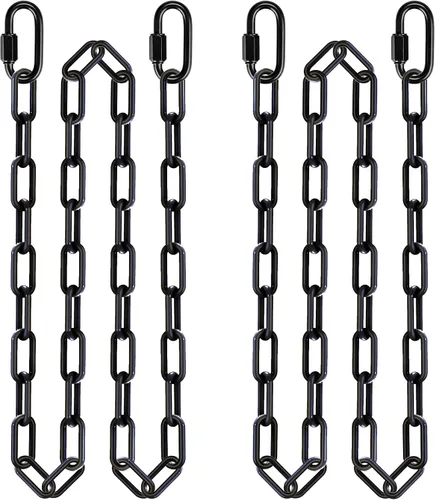 Vista 8 de 2 cadenas colgantes resistentes de 20 pulgadas con ganchos, cadena de extensión de columpio, color negro