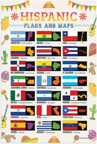Vista 8 de Quarterhouse Juego de 7 carteles de cultura hispana, materiales de aprendizaje en español para estudiantes y profesores de K-12, 12 x 18 pulgadas