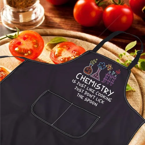 Vista 2 de CENWA Delantal divertido para amantes de la química, delantal de química, regalo para profesores, biología, química, delantales de cocina