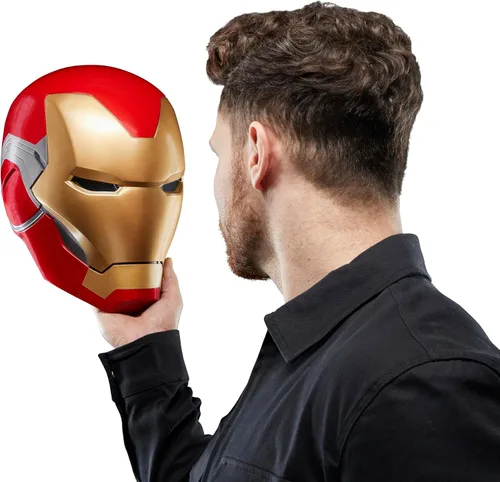 Vista 9 de Marvel Legends Serie Iron Man Casco electrónico premium con efectos de luz, juguete coleccionable de Los Vengadores: Endgame para adultos y juego