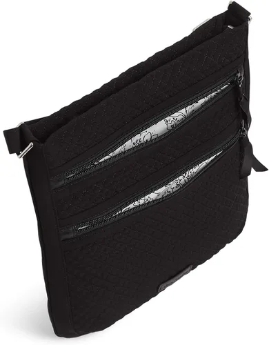 Vista 5 de Vera Bradley Bolso cruzado hipster de microfibra con triple cremallera para mujer, Negro clásico