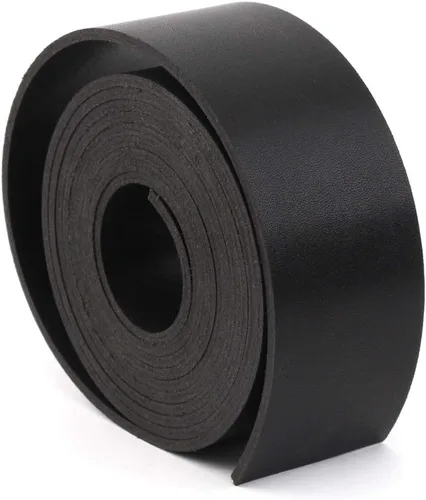 Vista 6 de lalatia Correa de cuero sintético de doble cara para manualidades, 1 pulgada de ancho, color negro, 2 yardas de largo