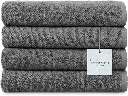 Vista 16 de Welhome Franklin - Juego de 6 toallas 100% de algodón con textura, 600 GSM, suaves y lujosas, 2 toallas de baño, 2 toallas de mano, 2 paños