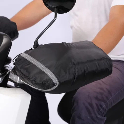 Vista 2 de Guantes de manillar de motocicleta, guantes de mano, guantes de invierno para ciclismo, calentadores de manos, resistentes al viento, impermeables