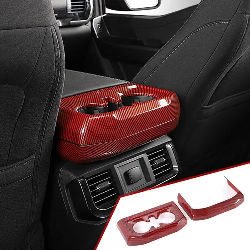 Vista 13 de GZXinWei Panel de Cubierta del Portavasos de la Consola Central Trasera Adhesivo de Marco de Decoración de Ajuste Interior Accesorios para F150