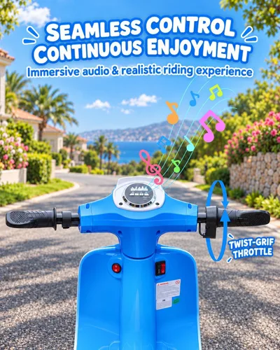 Vista 6 de Motocicleta para niños, motocicleta eléctrica de 24 V para niños Azul