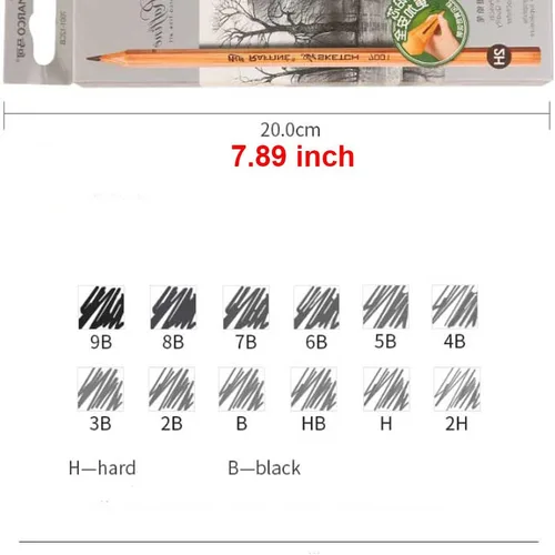 Vista 6 de Premium Artist Log lápiz de madera 12 PCS (5B)