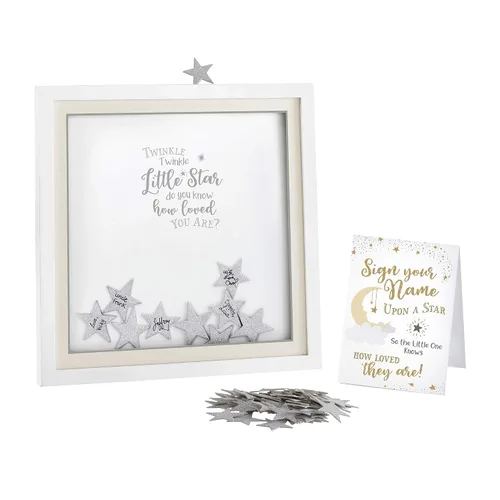 Vista 3 de Lillian Rose Twinkle Shower 24BS610 GA - Libro de invitados alternativo con 48 estrellas, color blanco
