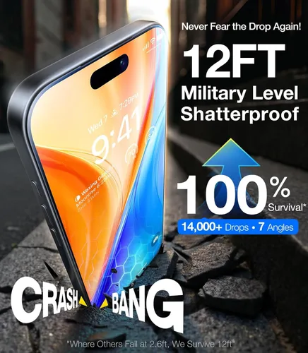 Vista 3 de UltraGlass UNBREAK TOP 9H+ Armor - Protector de pantalla para iPhone 15 [grado militar n.º 1 inastillable], protector de pantalla para iPhone 15