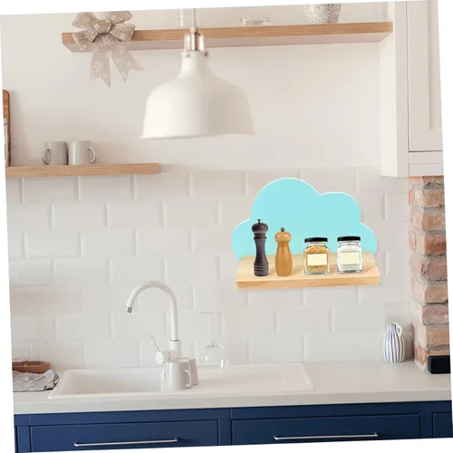 Vista 2 de DECHOUS Soporte de pared de madera en forma de nube de diseño simple para organización de habitación