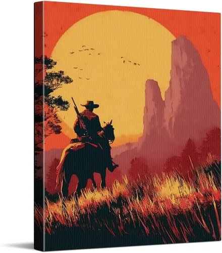Vista 24 de WOXZQ Arte de pared de duelo de caballeros de fantasía épica en campo de flores rojas inspirado en Elden Ring para decoración de habitación