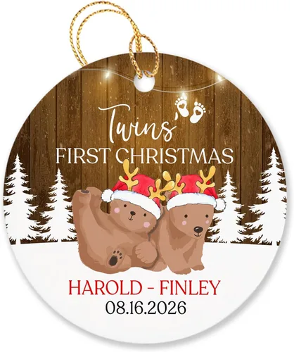 Vista 14 de Adorno de Navidad personalizado de segundo regalo para bebé, hijo, hija, nombre personalizado, reno, corona de bebé, adorno de Navidad 2025, adorno