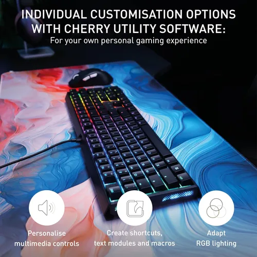 Vista 5 de CHERRY XTRFY Teclado mecánico para juegos MX 3.1 con cable Nuevos interruptores MX2A (negro, MX2A marrón)