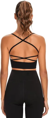 Vista 2 de Sykooria Paquete de 3 sujetadores deportivos con tiras para mujer, sexy, entrecruzados, para yoga, correr, atletismo, gimnasio, entrenamiento