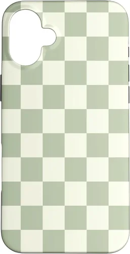 Vista 23 de Funda clásica Checkered Checker Checkerboard Light Sage Green para iPhone 17