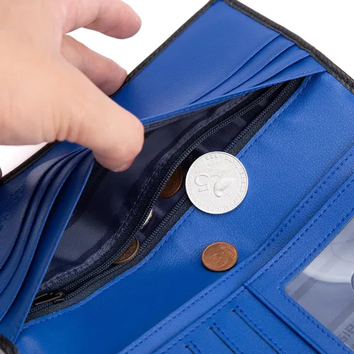 Vista 6 de BISON DENIM Billeteras plegables RFID para tarjetas de crédito, cartera larga de cuero real para hombre con bolsillo para monedas con cremallera